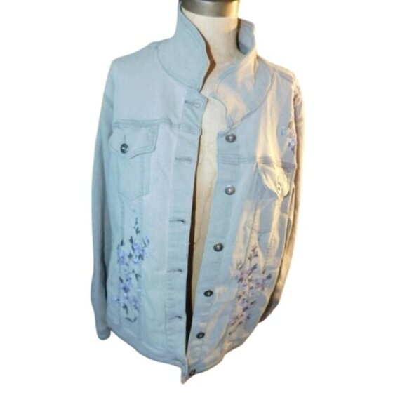 Diane Gilman DG2 Size 2X Gray STRETCH Plus Size Denim Jean Jacket NWT - Picture 1 of 3